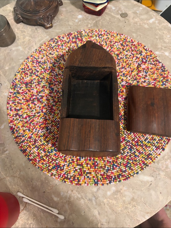 Other - Hand-Carved Wooden Trinket Box in Rich Brown